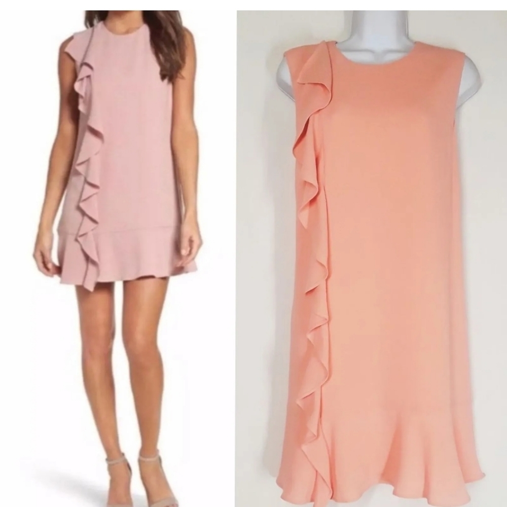 $98 CHARLES HENRY Light Pink Ruffle Sheath Sleeveless Dress Small NWT